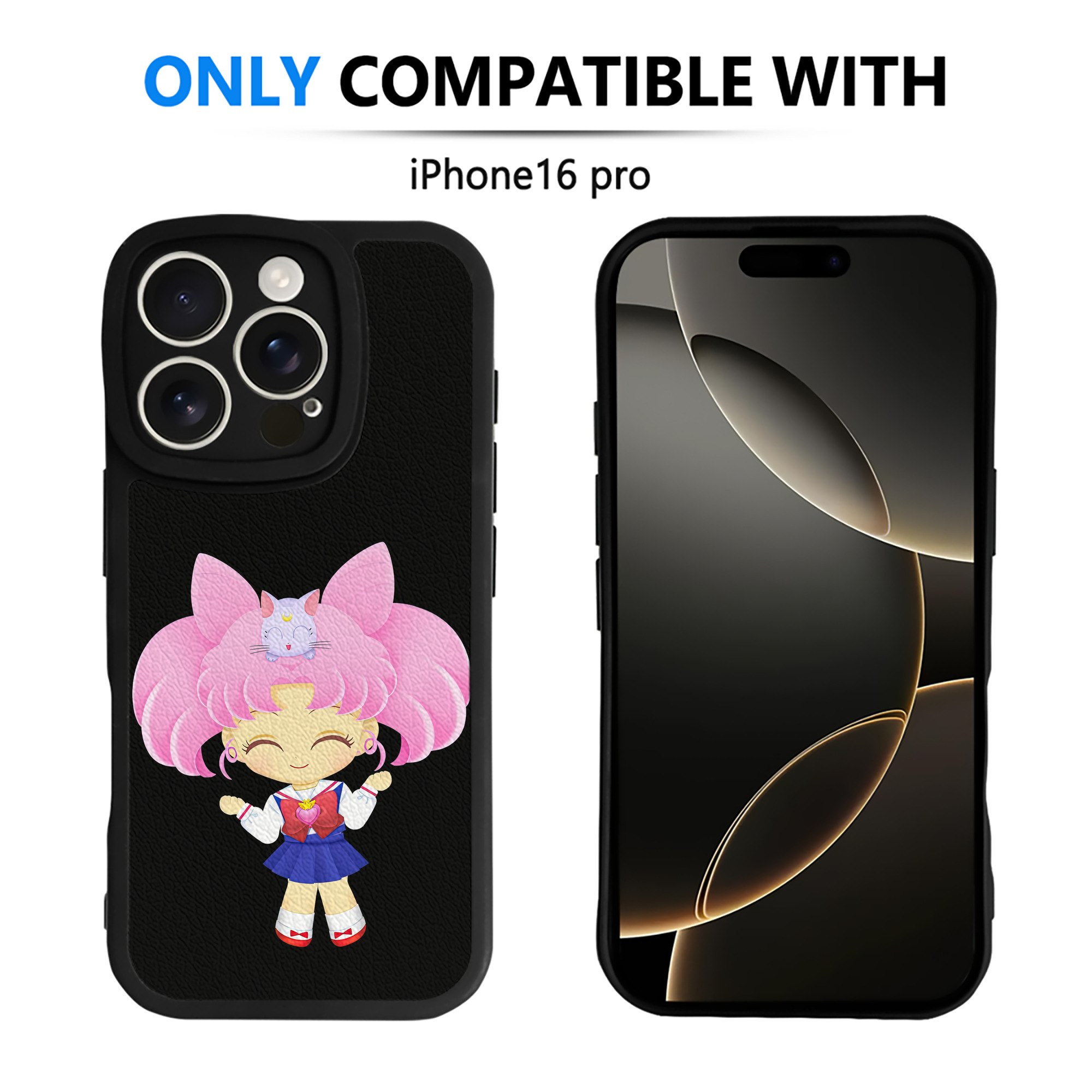 （画像用） 美少女戦士セーラームーン ちびうさ Sailor Moon Chibiusa Tsukino Usagi Small Lady Serenity 【iPhone 16シリーズ対応】シリコンスマホケース（レザー調） 材質：シリコン